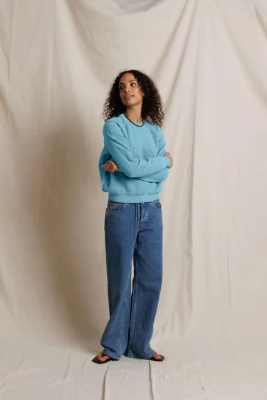 perfectwhitetee - ziggy inside out shrunken sweatshirt - milky blue