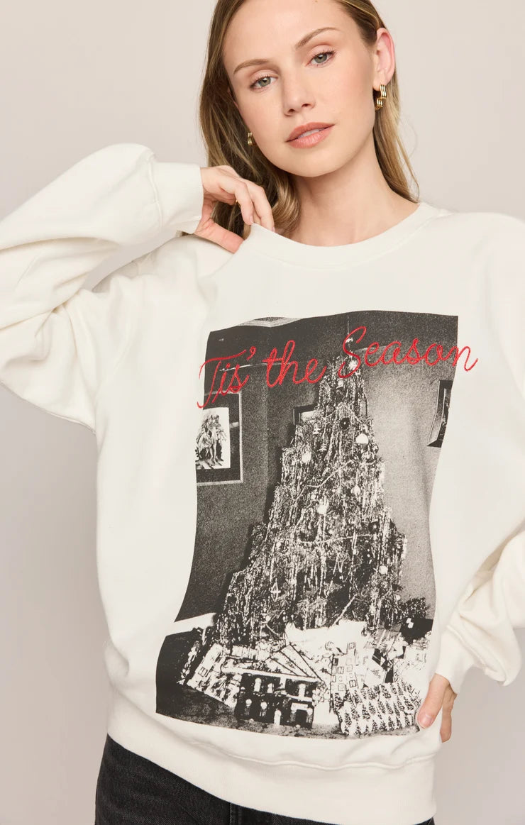 Z Supply Cozy Boyfriend Sweatshirt - Tis' The Season Holiday Crewneck