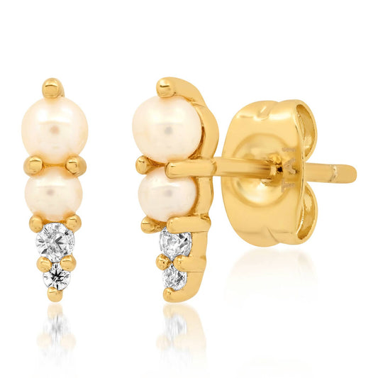 Tai Jewelry - Pearl and Pave Spike Post Earrings