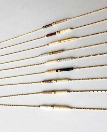 Ocean Breakup - Minimalist Beaded Necklace - Neutrals