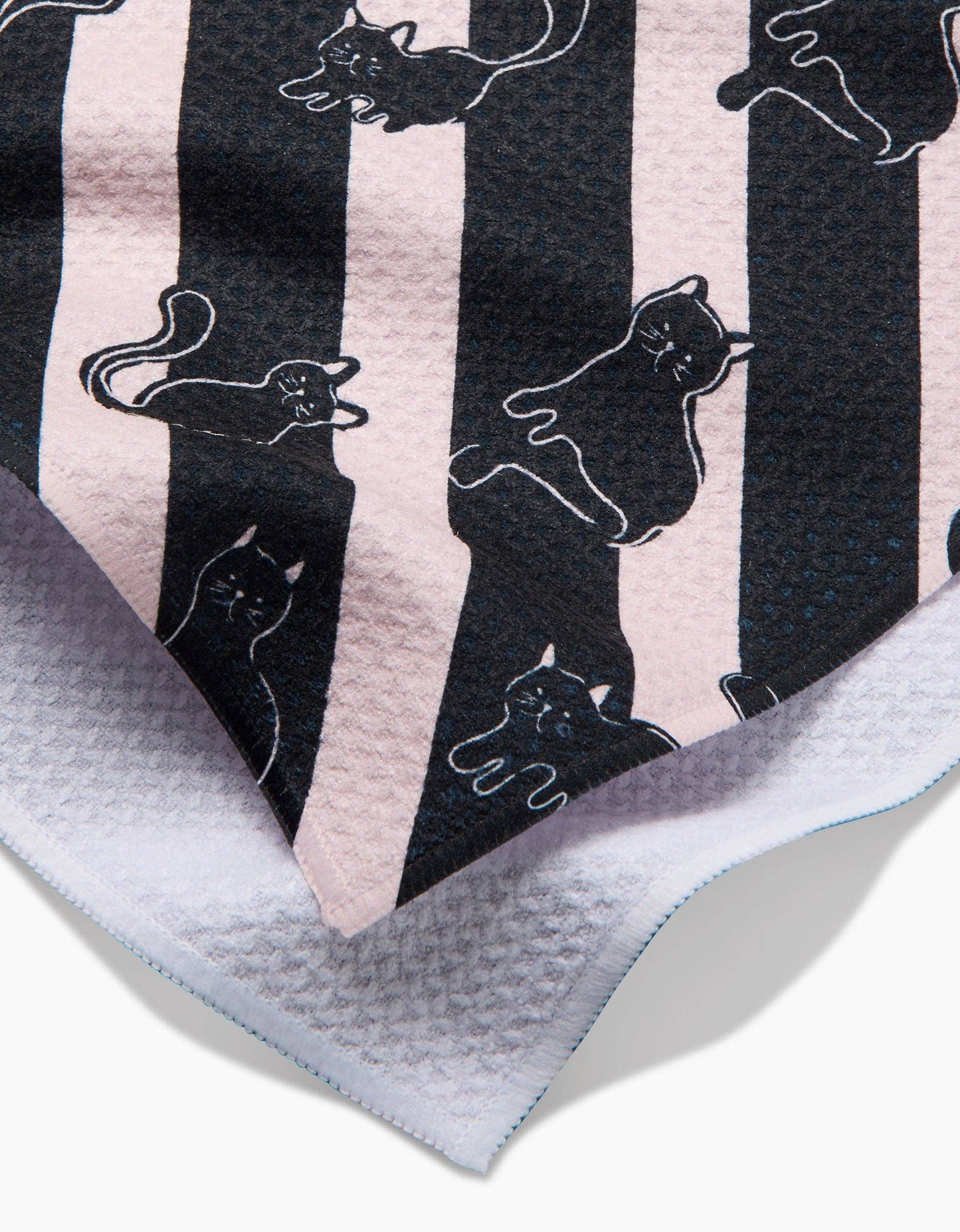 Geometry - Striped Black Cats Tea Towel