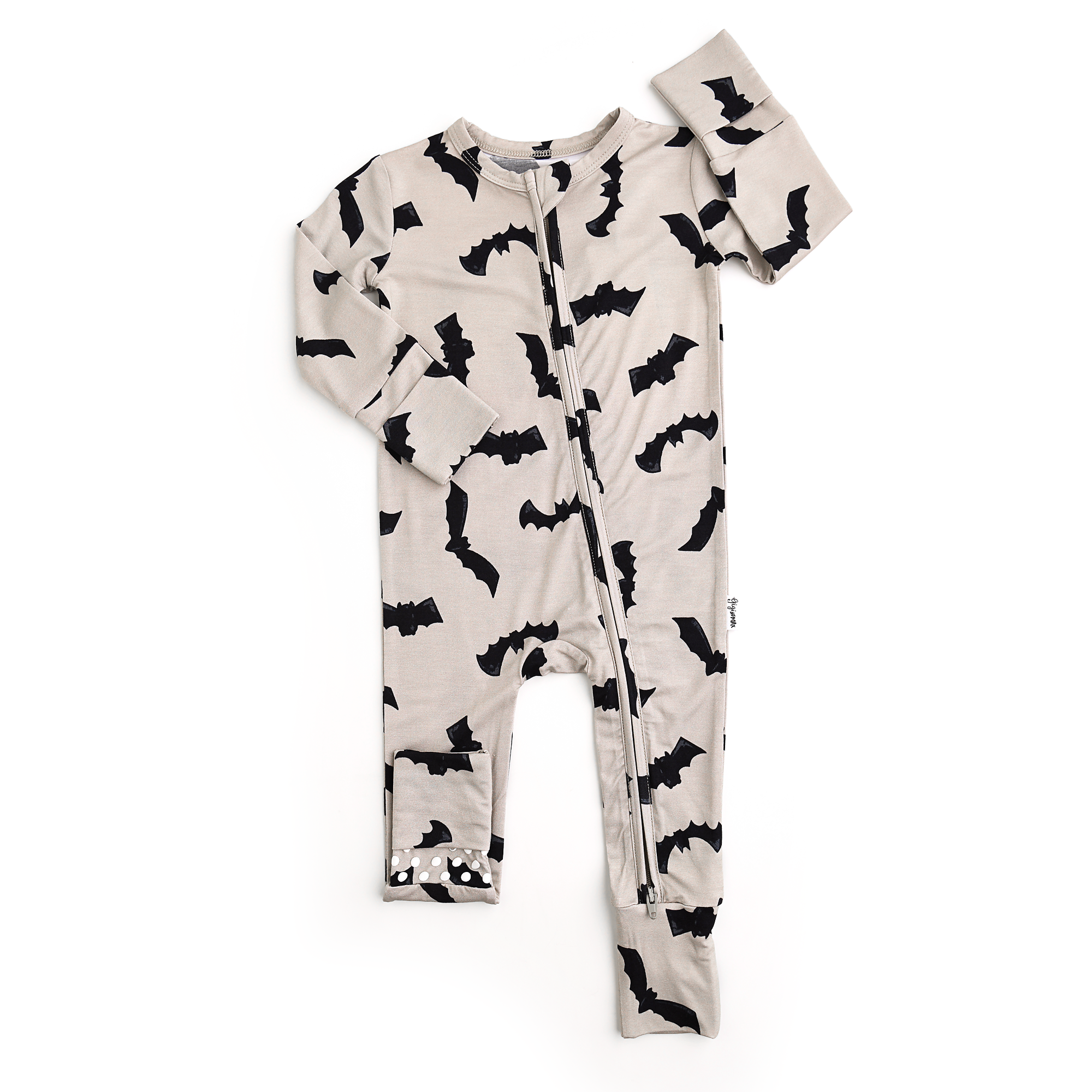 Gigi and Max - Vlad Gray Bats ZIP Bamboo Halloween One-Piece
