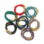 Splendid Iris - Stretch Crystal Rings With Bead Accents