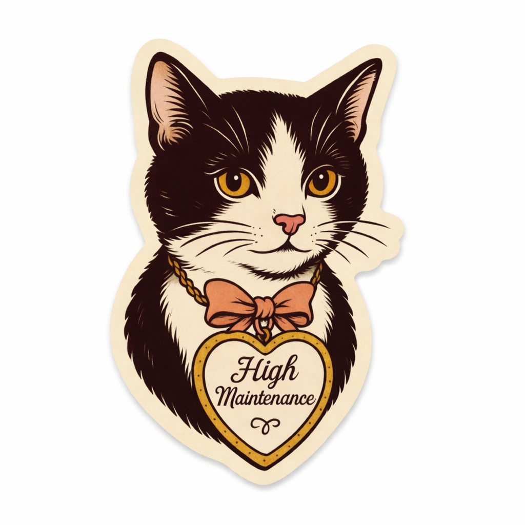 inviting affairs paperie - High Maintenance Cat Sticker 