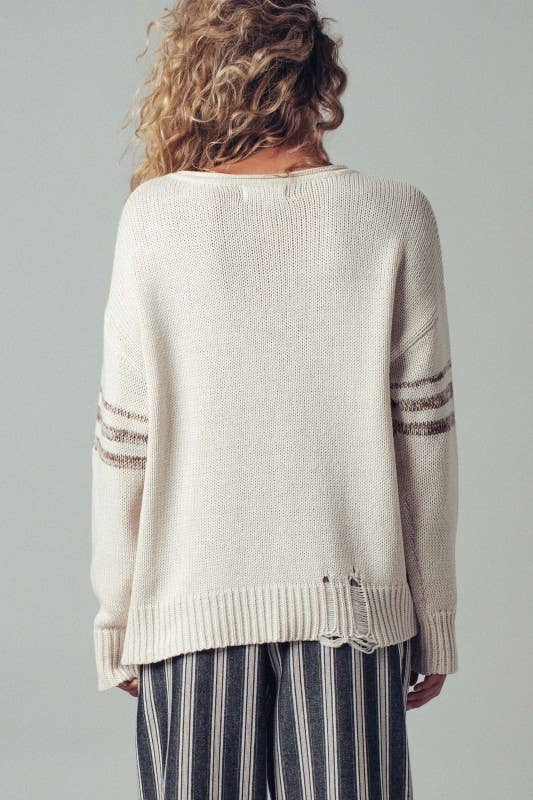 Urban Daizy - Varsity 80 Distressed Knit Pullover