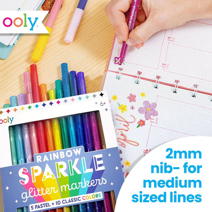 OOLY - Rainbow Sparkle Glitter Markers - Set of 15