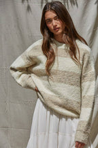 By Together - Knit Sweater Striped Crew Neck Textured Pullover