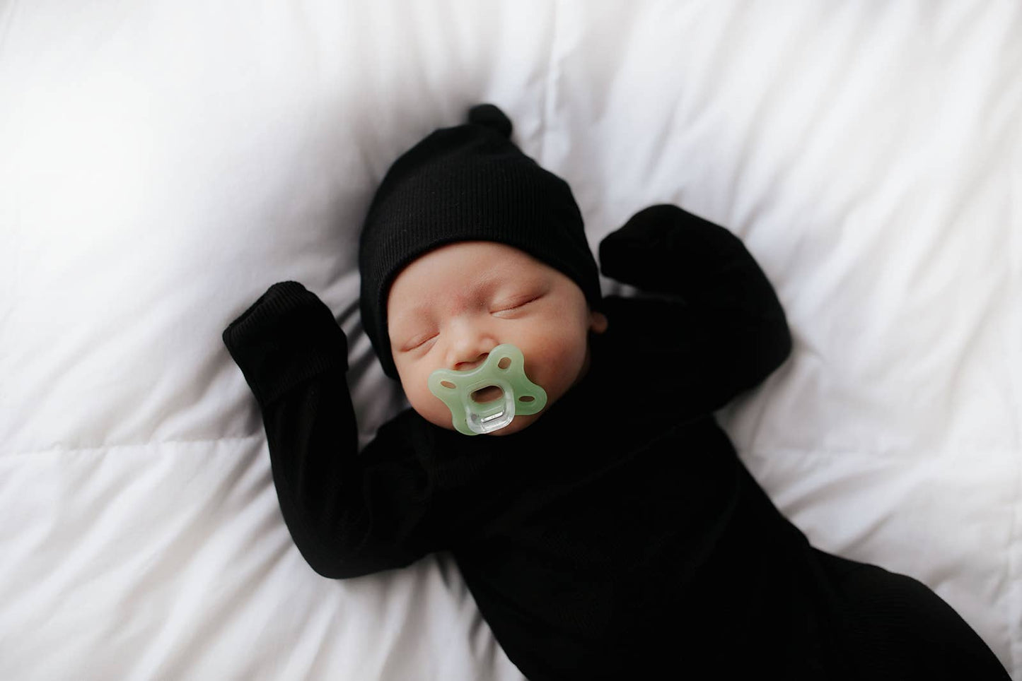 Three Little Tots - Black Ribbed Knotted Gown