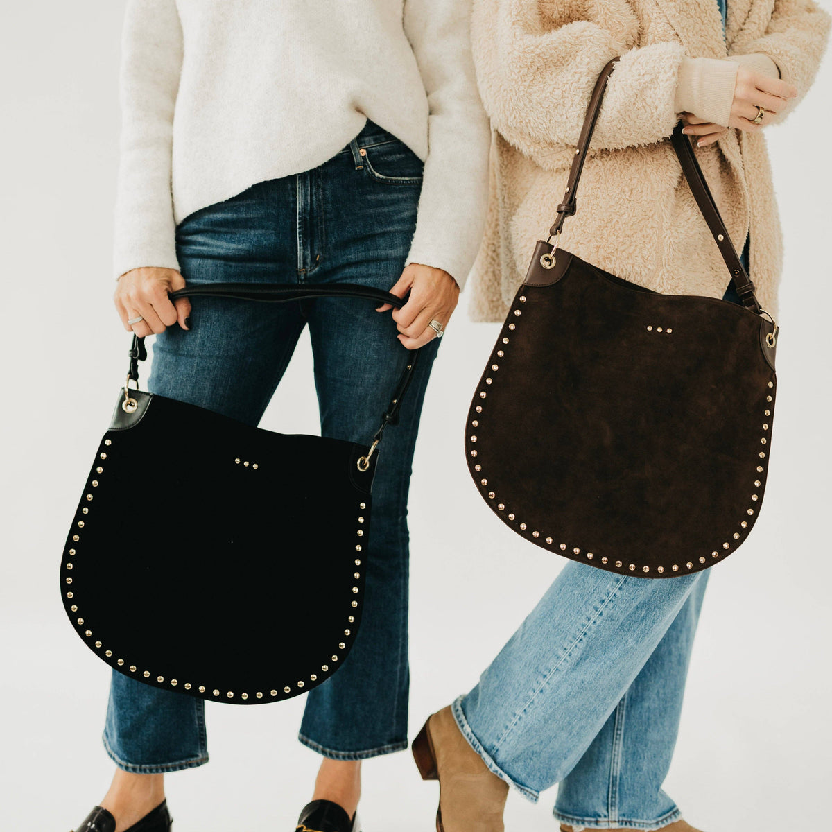 Pretty Simple - Rosalie Rivet Suede Hobo Bag