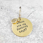 Salt and Sparkle - Where are my fucking keys? Brass Key Chain with padlock tag