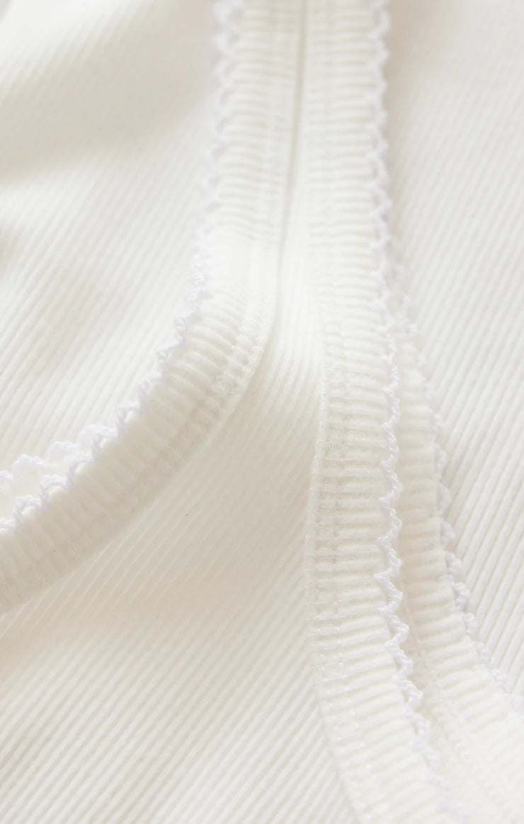 Z Supply Niko Scallop Rib Tank Top - White