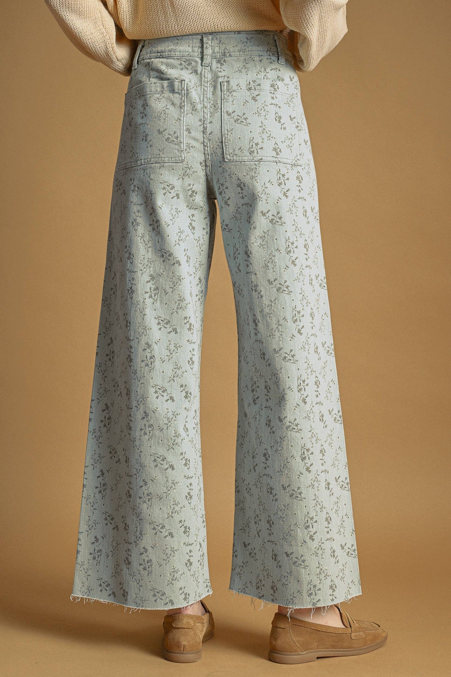 Tessa Floral Print Pants - Toasted Vanilla