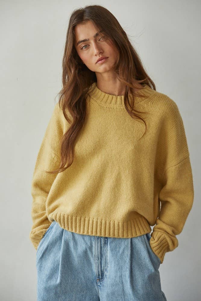 By Together - Knit Sweater Crew Neck Long Sleeve Pullover Top