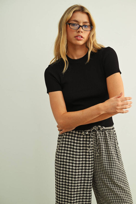 Gretchen Essential Classic Short Sleeve Rib Top