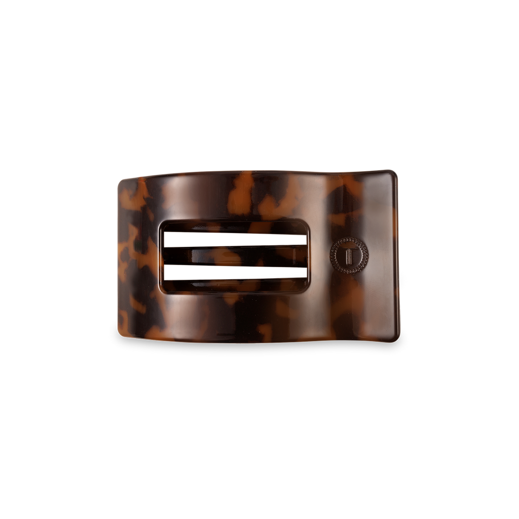 TELETIES - Flat Rectangle Hair Clip | Small | Tortoise