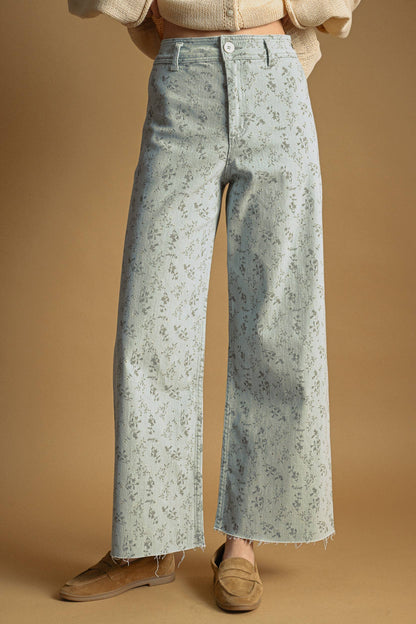 Tessa Floral Print Pants - Toasted Vanilla