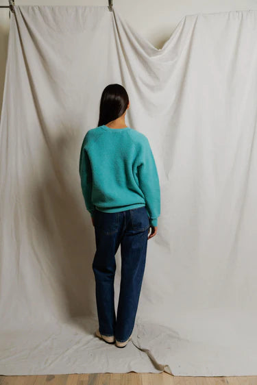 perfectwhitetee - ziggy inside out shrunken sweatshirt - teal blue