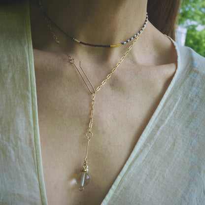 Alice Rise - Mosaic choker in navy/olive, 14"