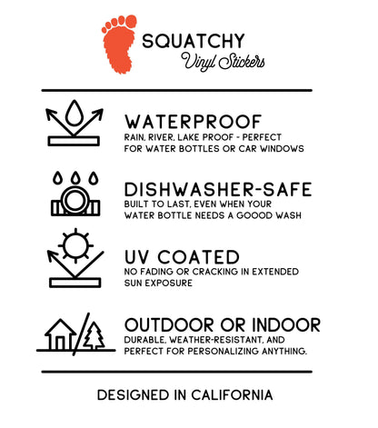 Squatchy - Waterproof UV Bike Sticker for Bicycles, Bottles, Windows