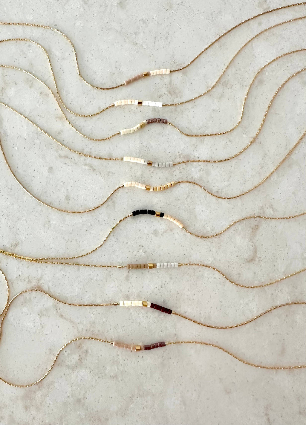 Ocean Breakup - Minimalist Beaded Necklace - Neutrals