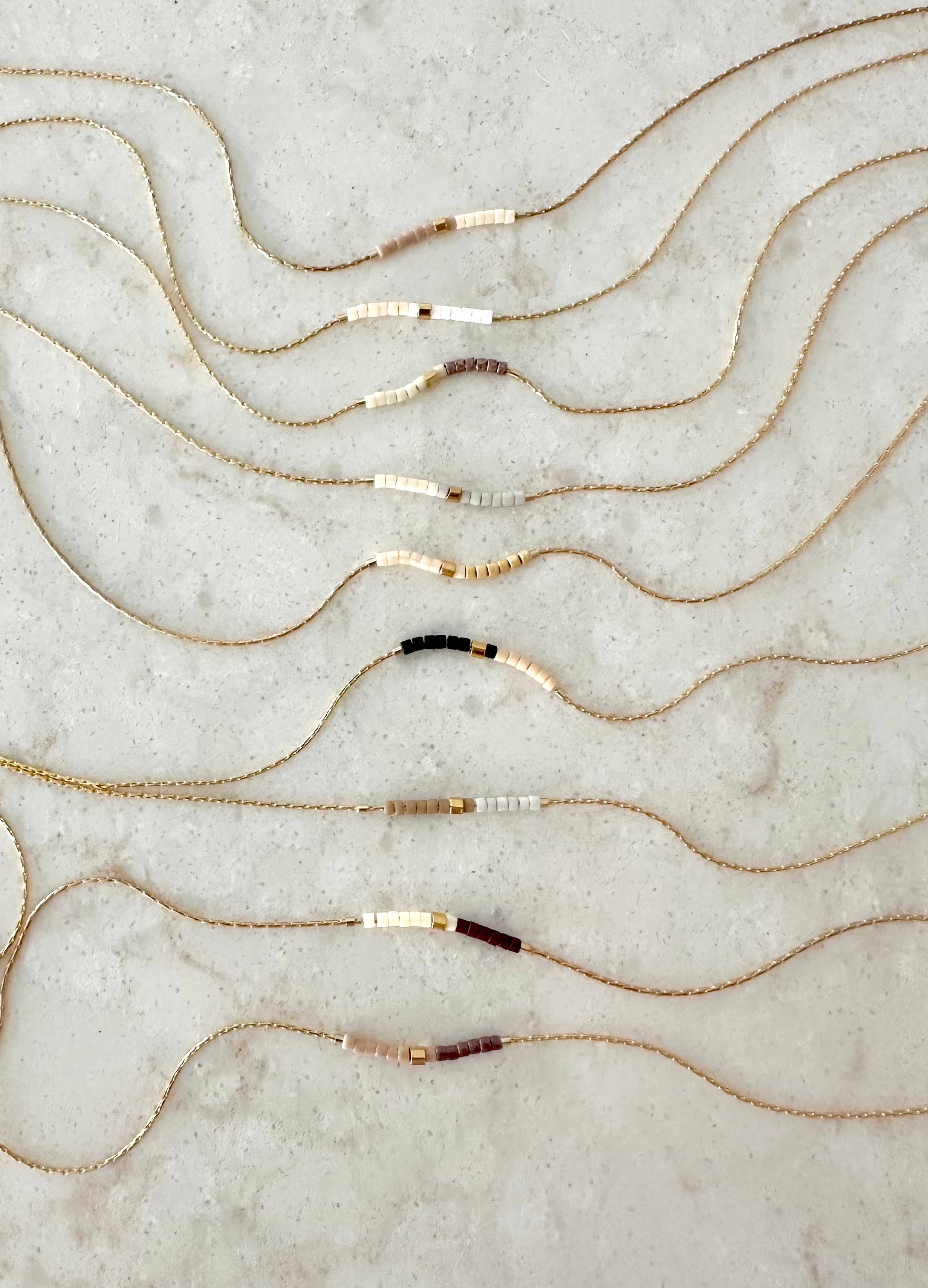 Ocean Breakup - Minimalist Beaded Necklace - Neutrals