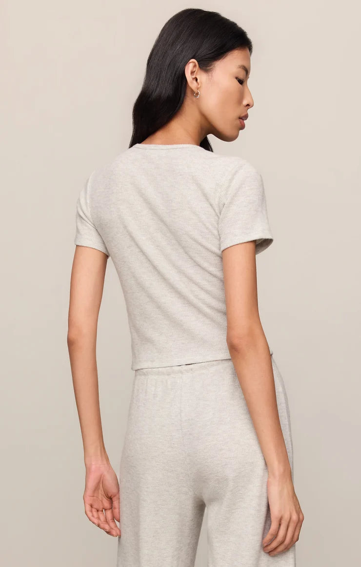 Z Supply Waffle Brushed Thermal Tee - Feather Grey