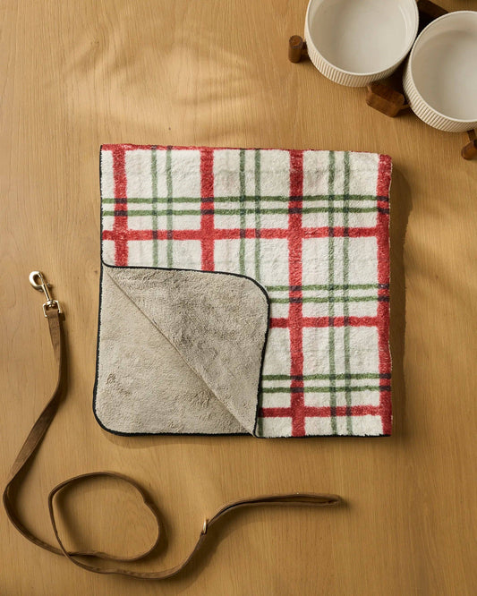 Geometry - Ribbon Plaid Plush Dog Towel - Holiday 2026