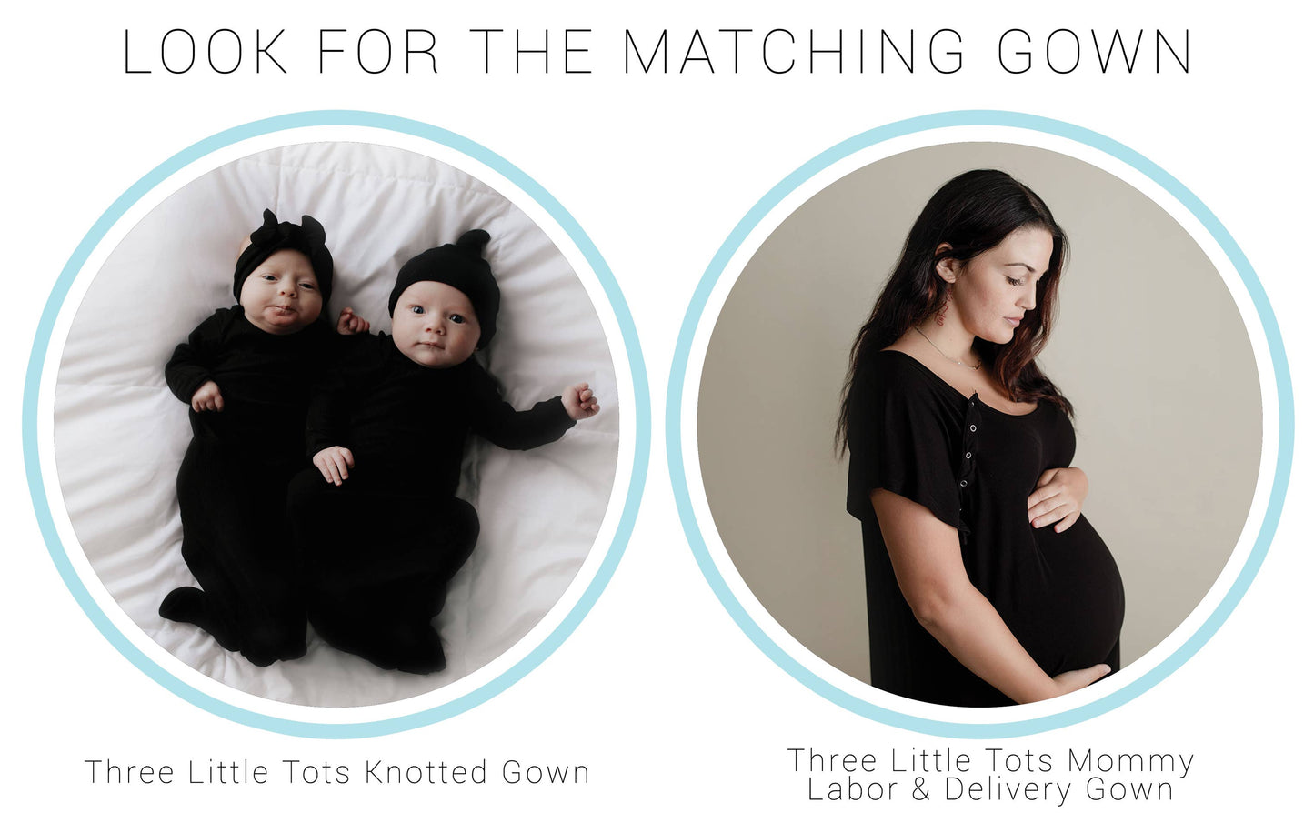 Three Little Tots - Black Ribbed Knotted Gown
