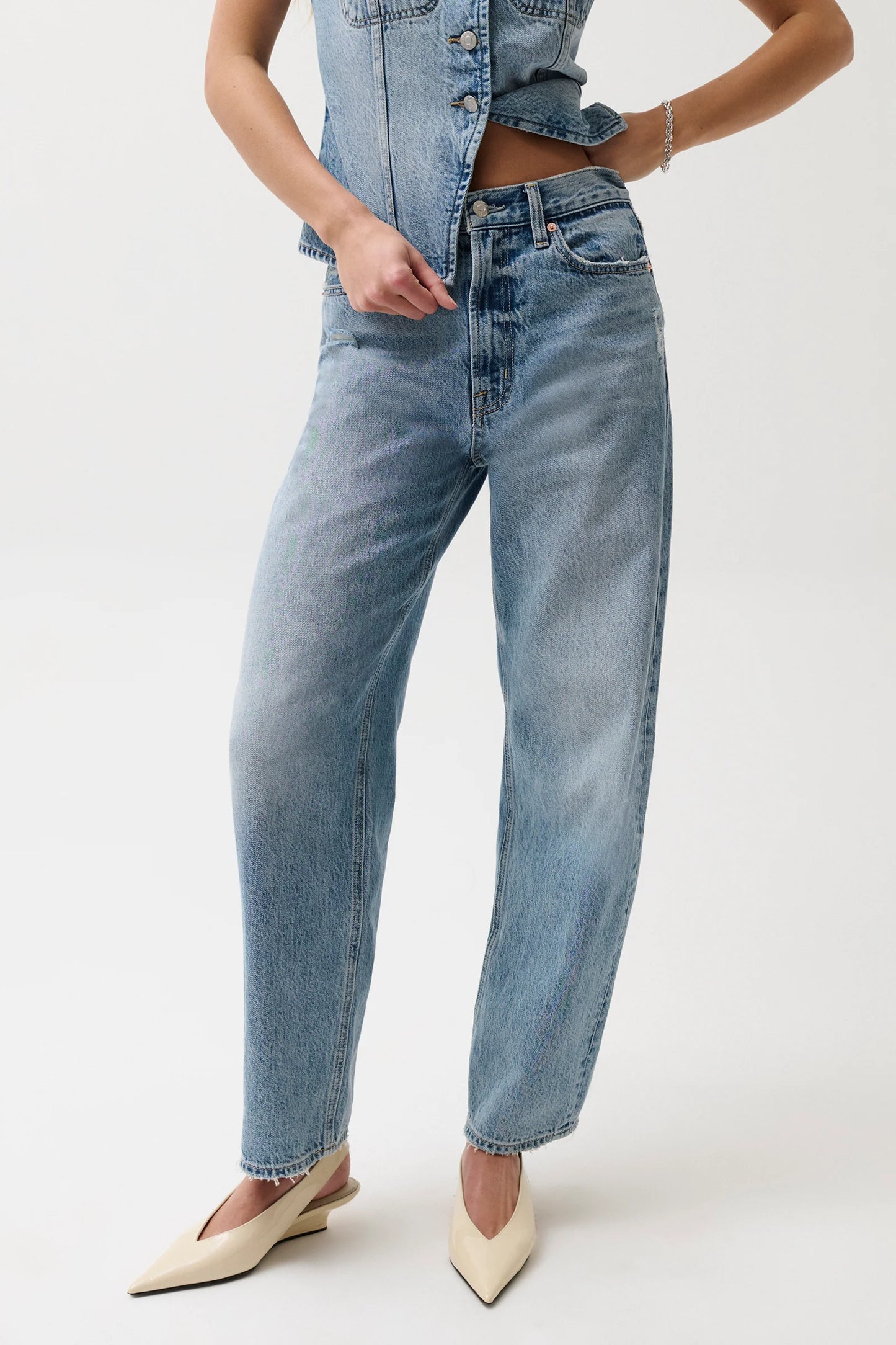 Pistola Wes High Rise Barrel Jeans - Blue Cloud
