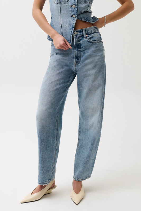 Pistola Wes High Rise Barrel Jeans - Blue Cloud