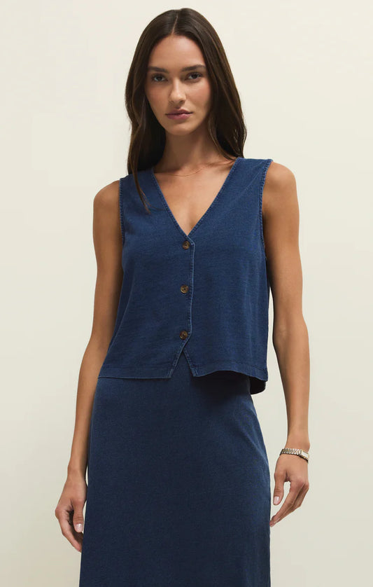 Z Supply Noelle Jersey Denim Knit Top