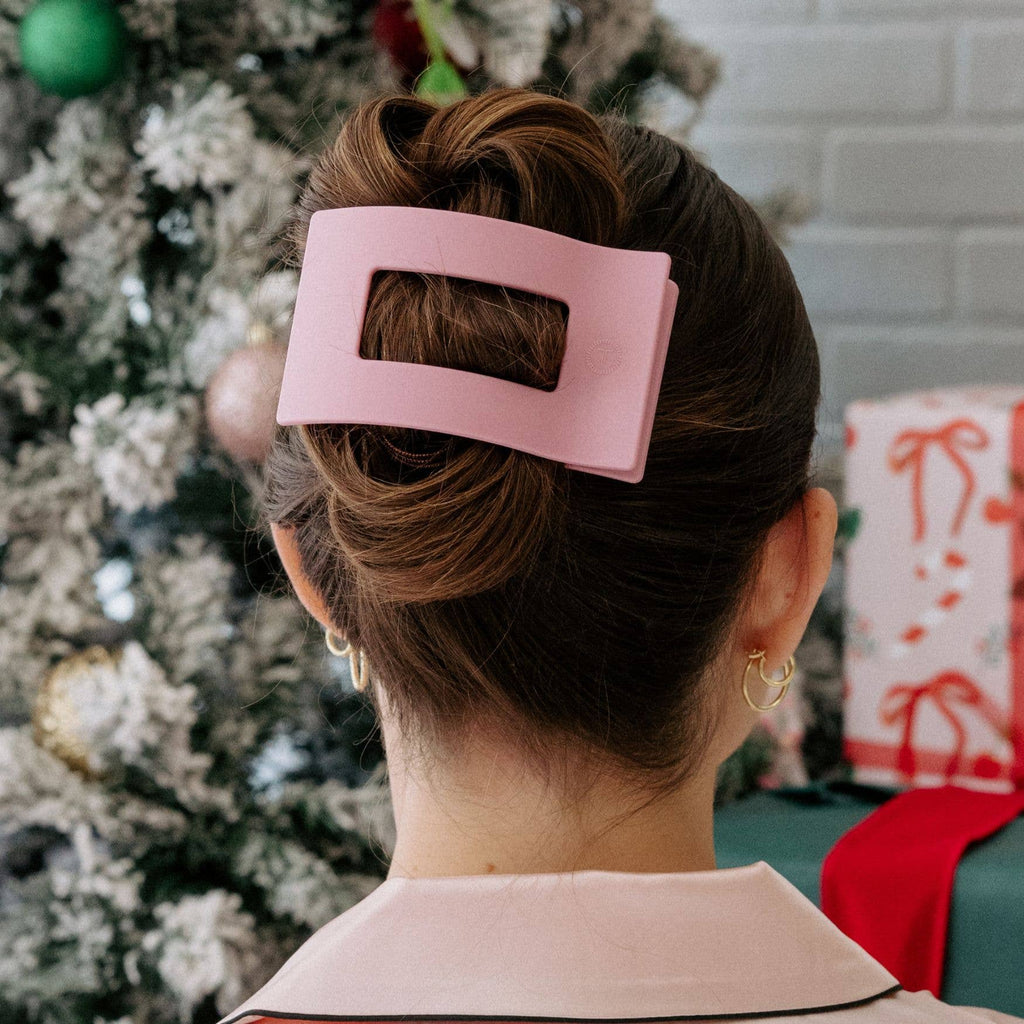 TELETIES - Flat Rectangle Hair Clip | Large | Merry Pinkmas