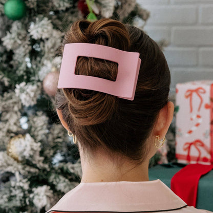 TELETIES - Flat Rectangle Hair Clip | Large | Merry Pinkmas