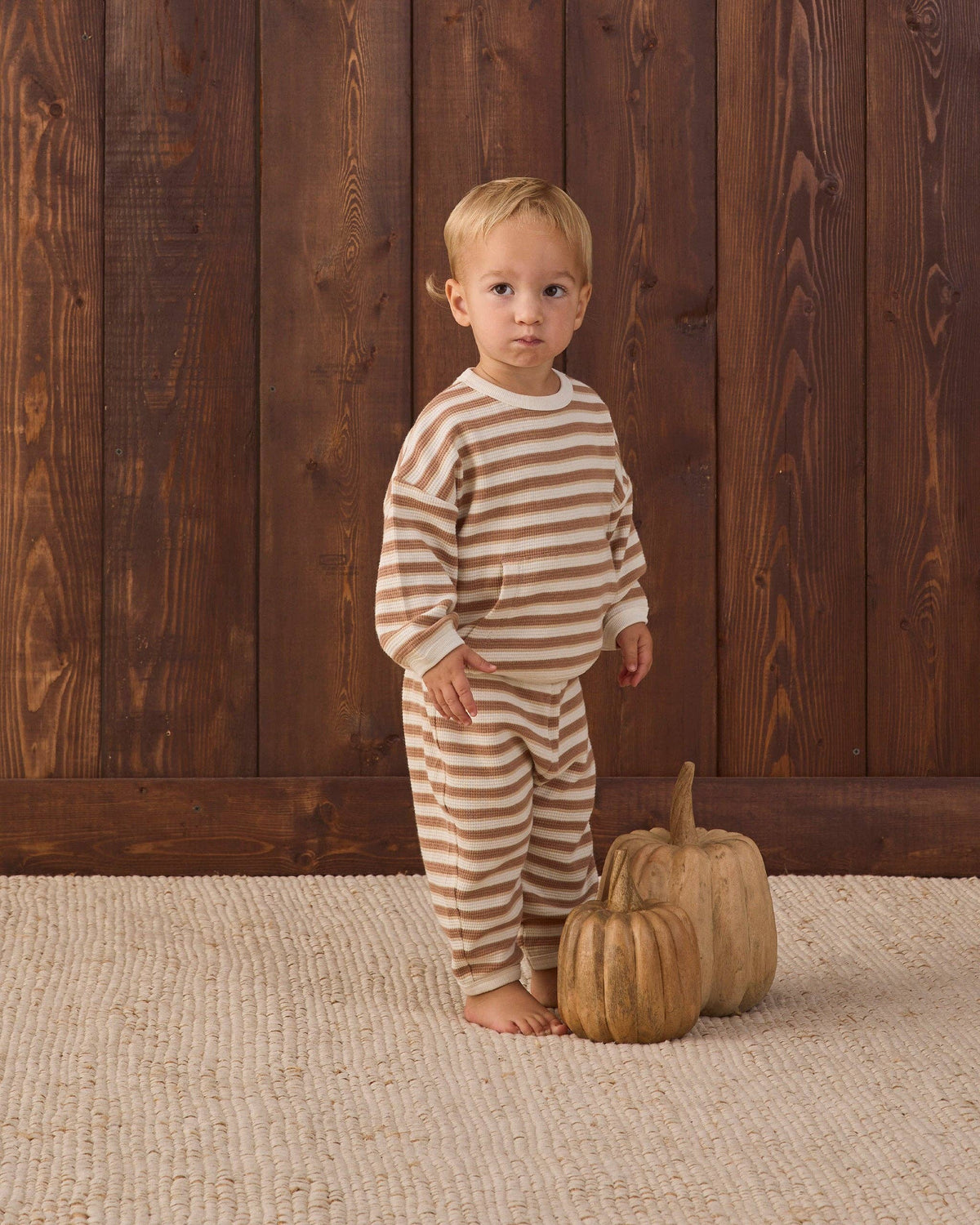 Quincy Mae - Waffle Slouch Set Spice Stripe