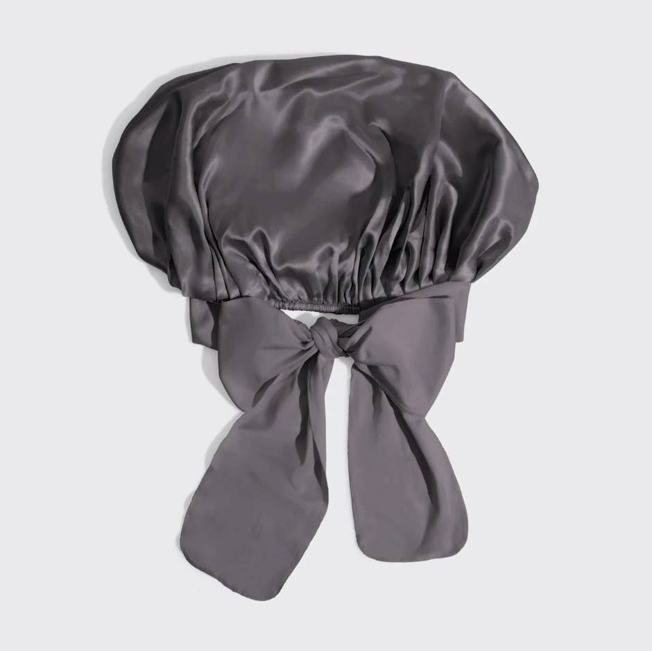 KITSCH - Adjustable Oversized Satin Bonnet- Charcoal