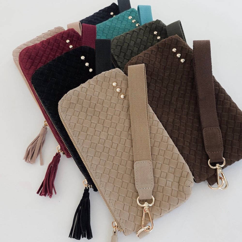 Pretty Simple - Suede Emma Woven Clutch Wristlet