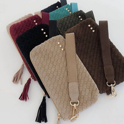 Pretty Simple - Suede Emma Woven Clutch Wristlet