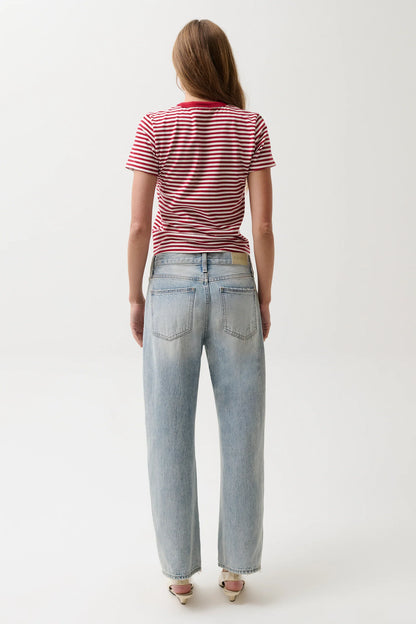 Pistola Lexi Mid-Rise Bowed Straight Jeans - Bowie
