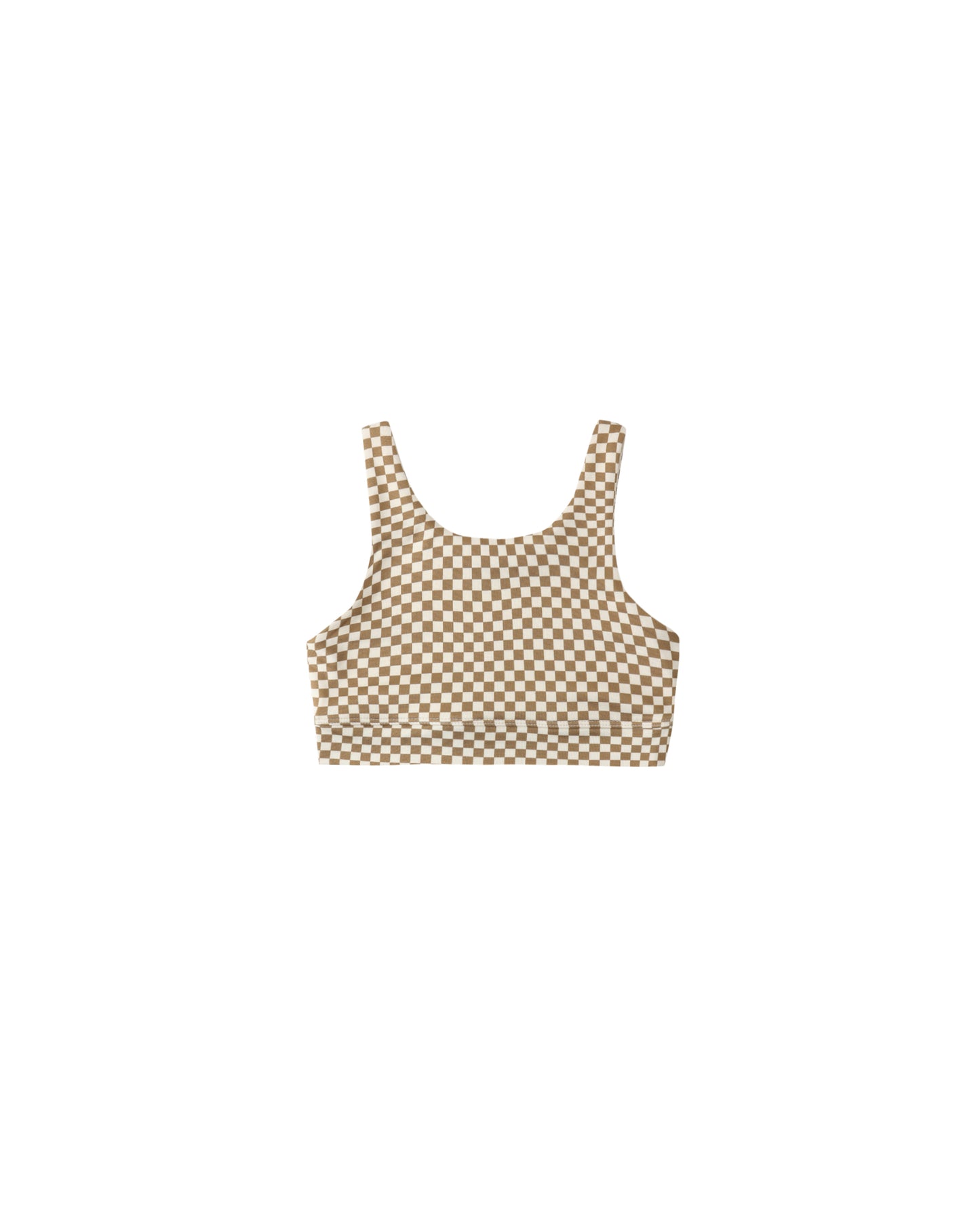 RYLEE + CRU SWIFT SPORTS BRA OCRE CHECK