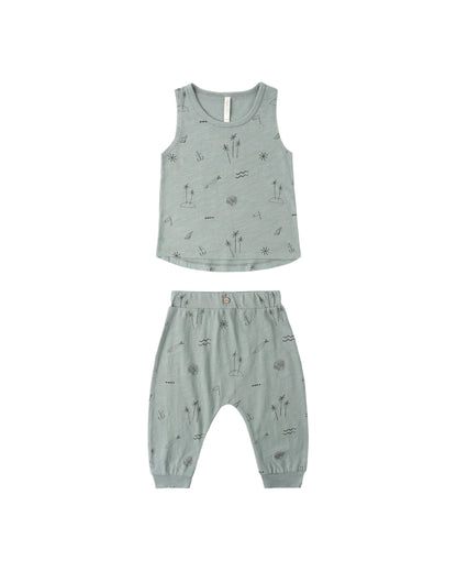 RYLEE + CRU TANK + SLOUCH PANT SET - COASTAL