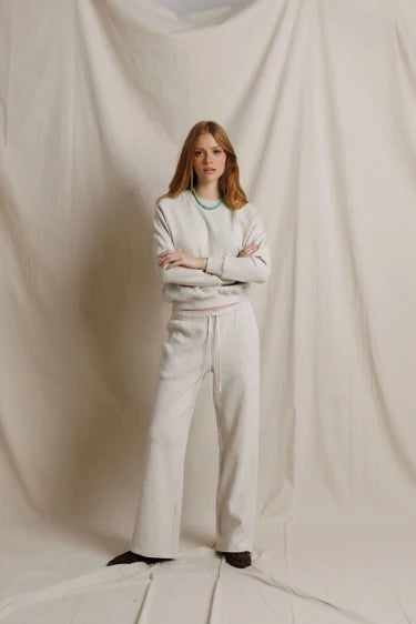 perfectwhitetee - zadie waffle knit pull on pant with pockets - oatmeal