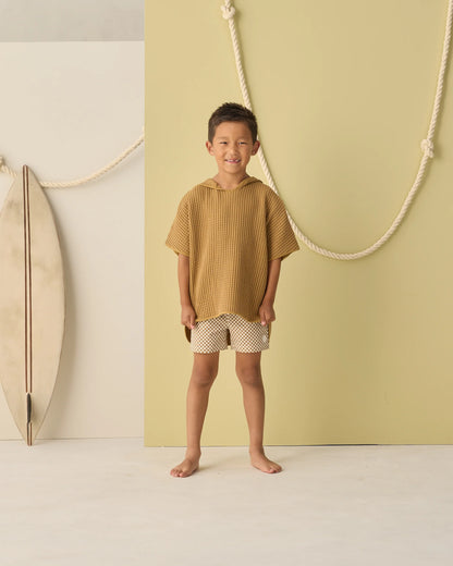 RYLEE + CRU BOYS BOARDSHORT - OCRE CHECK