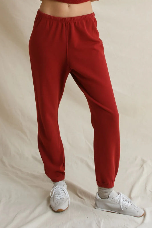 perfectwhitetee- johnny french terry easy sweatpant - ruby red