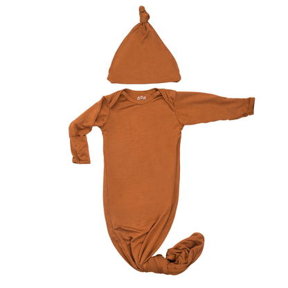 Three Little Tots - Saddle Longhorn Orange Western Knotted Newborn Baby Gown