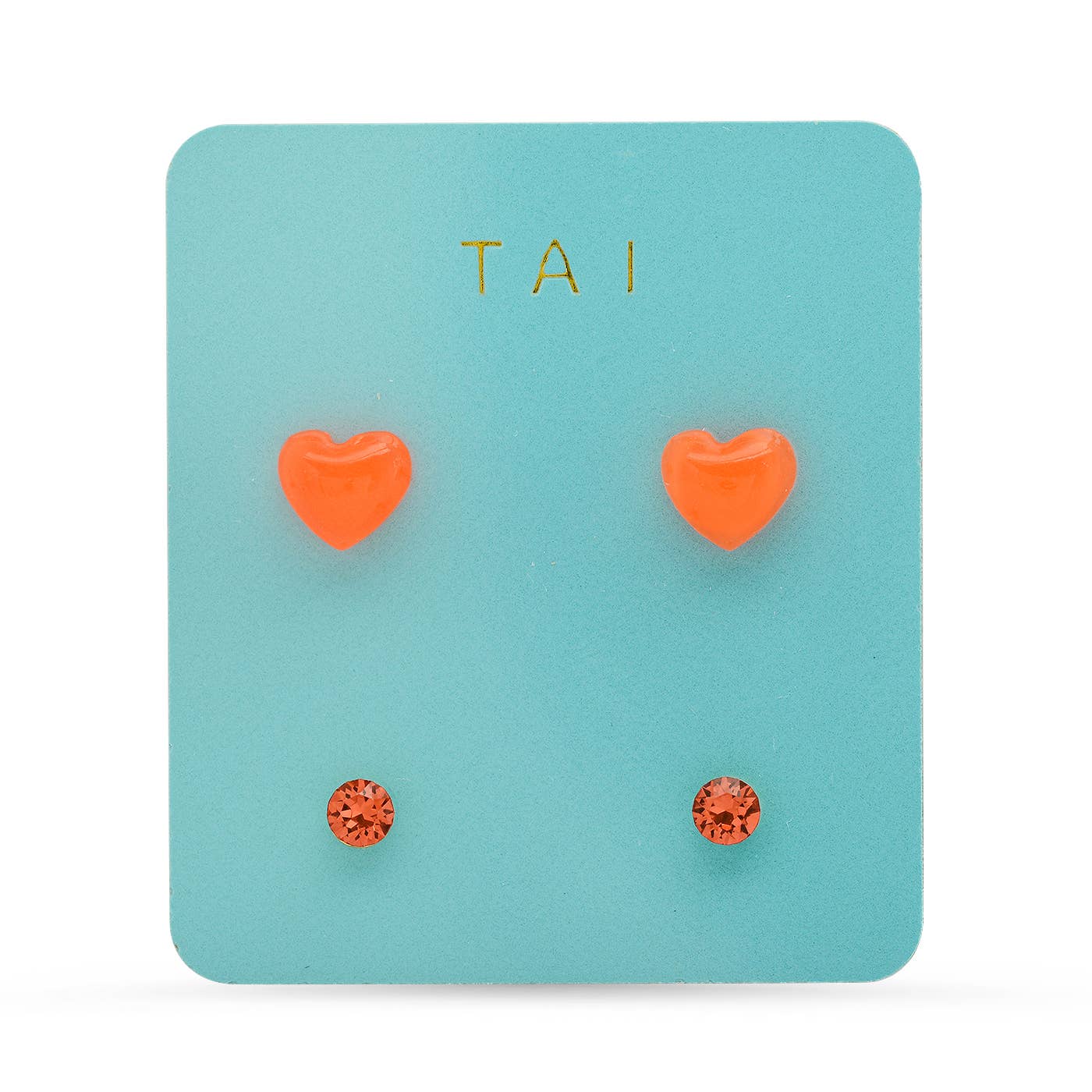 Tai Jewelry - Set of 2 - Heart and Round Studs
