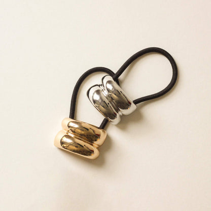 nar'sha - Mini Double Arch Metal Ponytail Hair Tie | Silver