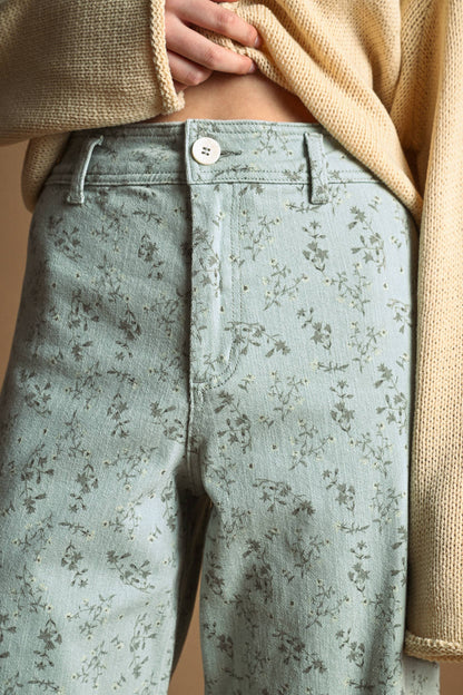 Tessa Floral Print Pants - Toasted Vanilla