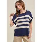 Wishlist Apparel - STRIPED DROP SHOULDER SWEATER TOP