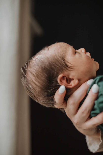 Three Little Tots - Forest Green Ribbed Knotted Newborn Baby Gown Sleepwear