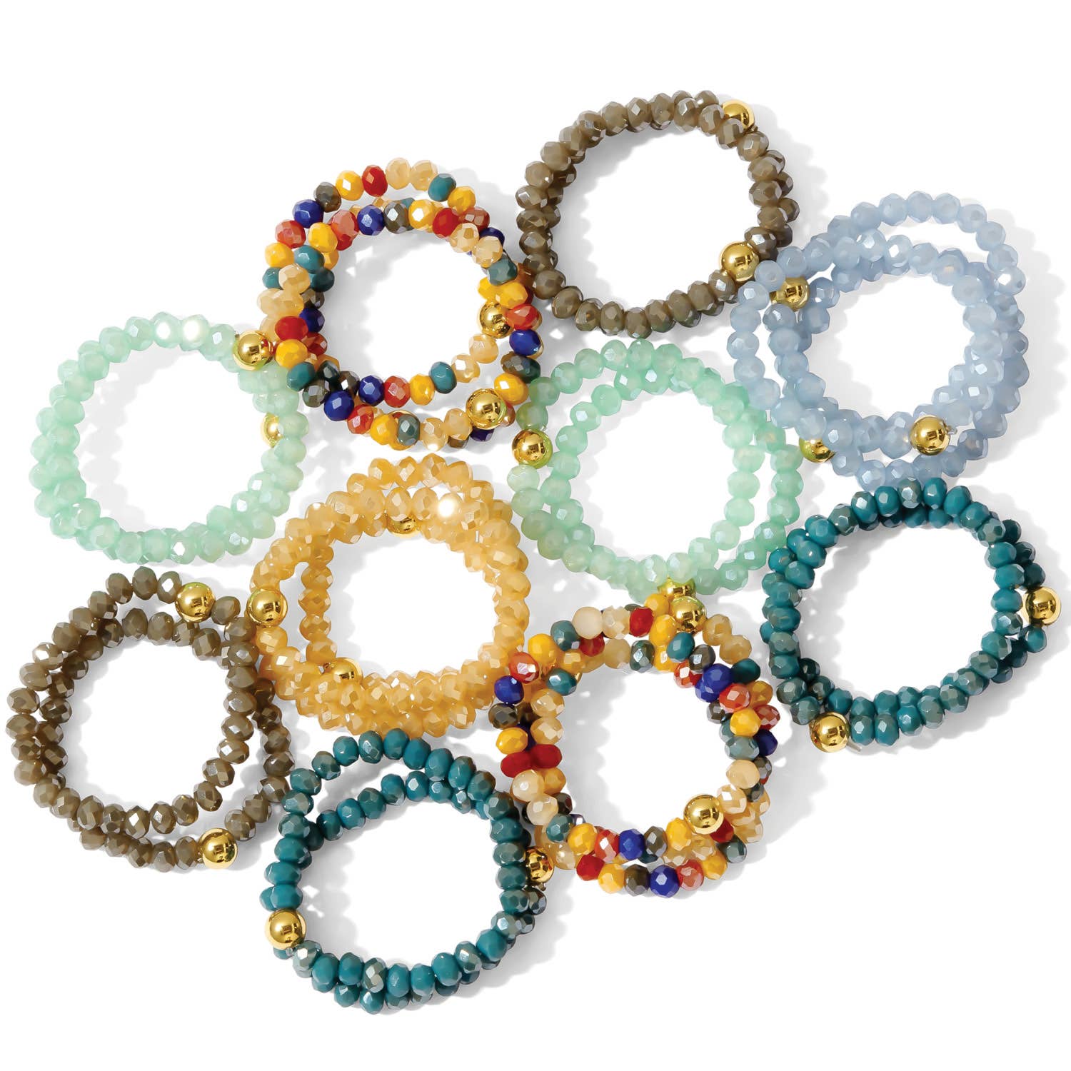 Splendid Iris - Stretch Crystal Rings